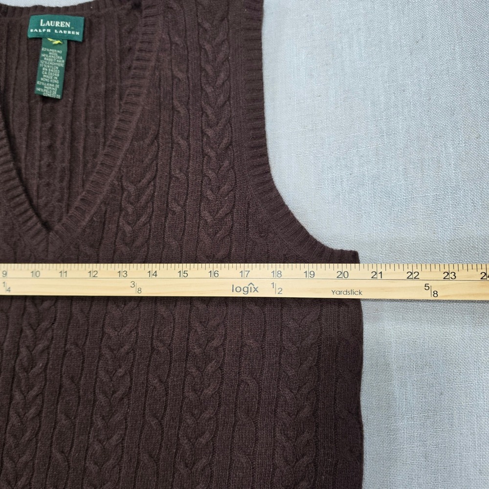 Lauren Ralph Lauren Sweater Vest Womens L Brown Excellent Merino Angora Cashmere - Picture 8 of 9